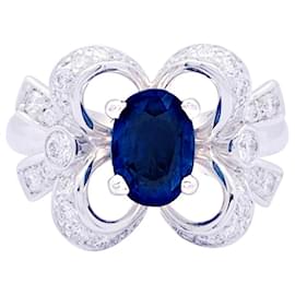 Autre Marque-Mellerio ring "Queen of Hearts Désirée" white gold, diamants, sapphire.-Other