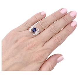 Autre Marque-Mellerio ring "Queen of Hearts Désirée" white gold, diamants, sapphire.-Other
