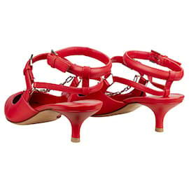 Valentino-Valentino Rouge Chain Detail Ankle Strap Pumps -Red