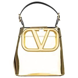 Valentino-Valentino Supervee Logo Tote Bag-Golden