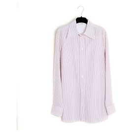 Céline Celine Top FR38 Phoebe Philo Camisa de pinstripes de popelina UK10 US8 Blanco