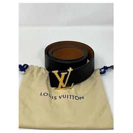 Louis Vuitton-Louis Vuitton cintura reversibile LV Initiales 40 mm Nero Marrone chiaro-Nero,Marrone chiaro