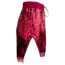 Autre Marque-Pantaloncini con coulisse decorati con paillettes rosse di Rick Owens-Rosso
