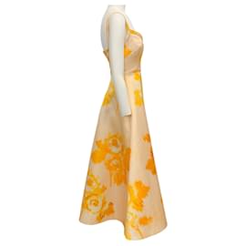Autre Marque-Emilia Wickstead – Gelbes Moire-Kleid mit Elvita-Rosendruck-Gelb