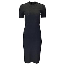 Autre Marque-Fendi Black FF Monogram Short Sleeved Knit Midi Dress-Black