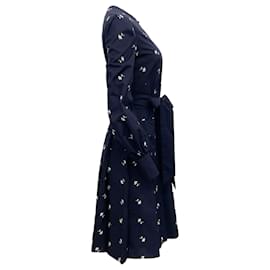 Autre Marque-Erdem, Marineblaues Enya-Kleid mit weißer Stickerei-Marineblau