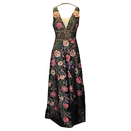 Autre Marque-Bronx and Banco Black Multi Floral Embroidered and Embellished Melia Gown / formal dress-Multiple colors