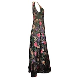 Autre Marque-Bronx and Banco Black Multi Floral Embroidered and Embellished Melia Gown / formal dress-Multiple colors
