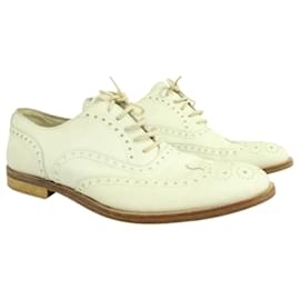 Autre Marque-Zapatos Oxford de cuero blancos-Blanco,Crudo