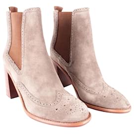 Autre Marque-Taupe Suede Ankle Boots-Brown