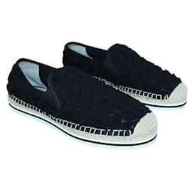 Tory Burch-Black Fabric Espadrilles with Rubber Sole-Black