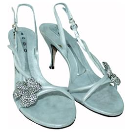 Autre Marque-Silver SlingBack Embellished Open Toe Heels-Silvery,Metallic
