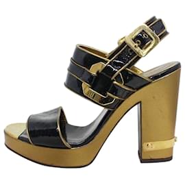 Autre Marque-Black And Gold Varnished Sandals-Other