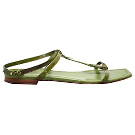 Autre Marque-Grüne flache Sandale mit T-Riemen-Grün