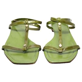 Autre Marque-Sandalo piatto verde con cinturino a T-Verde