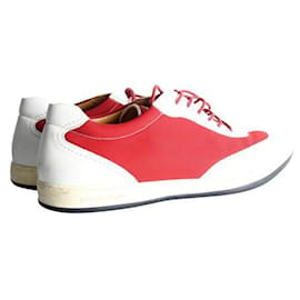 Giorgio Armani-Leather and Canvas Sneakers-Red