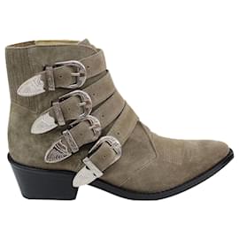 Autre Marque-Ankle Boots with Buckle-Brown,Beige