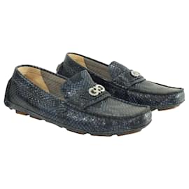 Autre Marque-Dark Blue Snakeskin Loafers-Other