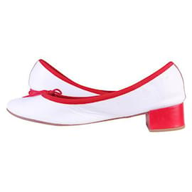 Autre Marque-White Ballerinas With Red Details-White