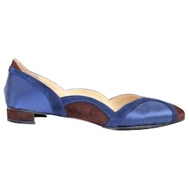 Autre Marque-Zapatos planos de punta de seda-Azul,Azul marino