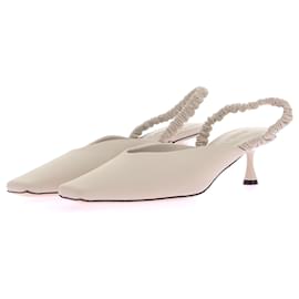 Autre Marque-STUDIO AMELIA Mules y zuecos T.UE 39 Cuero-Blanco