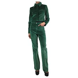 Autre Marque-Dark green velour top and trouser set - size XS-Green