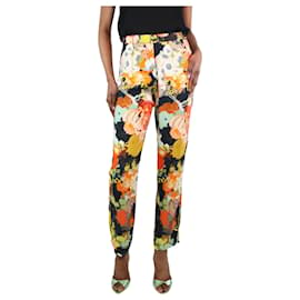 Dries Van Noten-Schmal geschnittene Hose mit mehrfarbigem Blumenmuster - Größe UK 8-Mehrfarben