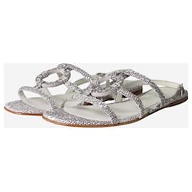Loro Piana-Grey snake print flat sandals - size EU 39-Grey