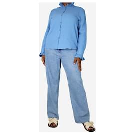 Autre Marque-Blue ruffled crepe shirt - size L-Blue