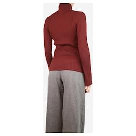 Chloé-Maroon ribbed high-neck jumper - size S-Dark red