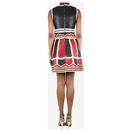 Red Valentino-Multicoloured sleeveless embroidered leather dress - size UK 6-Multiple colors
