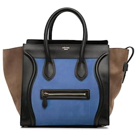 Céline-Celine Blue Mini Tricolor Luggage Tote-Blue