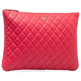 Chanel-Bolso de mano con estuche O acolchado rosa de Chanel-Rosa