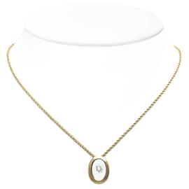 Dior-Dior Gold Oval Logo Pendant Necklace-Other