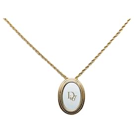 Dior-Dior Gold Oval Logo Pendant Necklace-Other