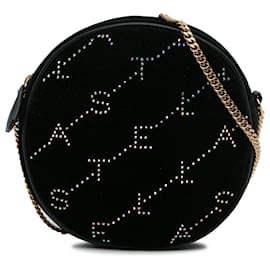 Stella Mc Cartney-Borsa a tracolla rotonda con monogramma mini cristallo nero di Stella McCartney-Nero