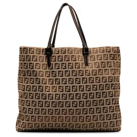 Fendi-Fendi Brown Zucchino Tote-Brown,Beige