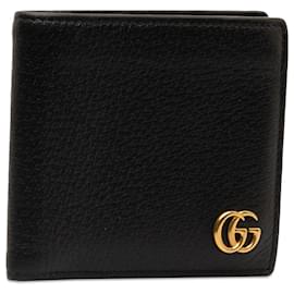 Gucci-Petit portefeuille en cuir noir GG Marmont Gucci-Noir