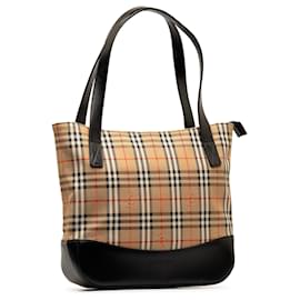 Burberry-Borsa a mano Haymarket Check Burberry Brown-Marrone,Beige