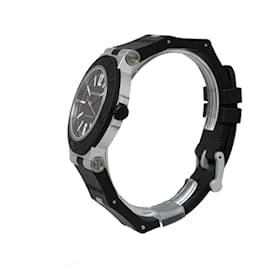 Bulgari-Bvlgari – Schwarze automatische Diagono-Uhr aus Aluminium und Gummi-Schwarz