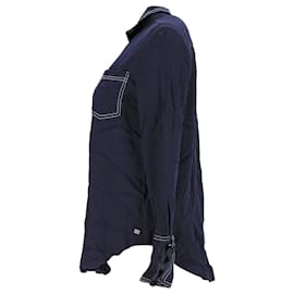 Tommy Hilfiger-Damen Saisonales Langarmshirt aus gewebtem Oberteil-Marineblau