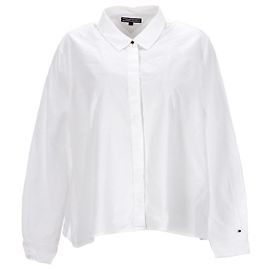 Tommy Hilfiger Camisa feminina de manga comprida com ajuste regular Branco