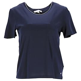 Tommy Hilfiger-Camiseta feminina com gola e detalhe de corrente-Azul marinho