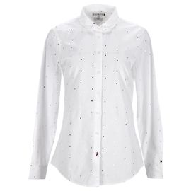 Tommy Hilfiger Camisa feminina com estampa micro quadrada Branco