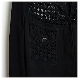 Chanel-Chanel PE2006 Cardigan FR38 Black Cotton Crochet US10 Cardigan SS2006-Noir