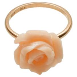 Autre Marque-Anel "Eu Aceito" em ouro rosa 18K LITO com coral rosa.-Rosa