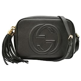Gucci-Gucci GG Black Soho Disco pebbled leather crossbody messenger shoulder bag-Black