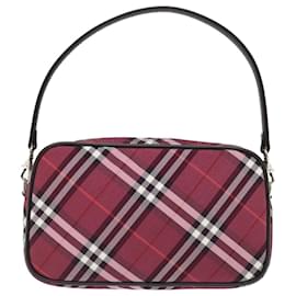 Burberry-BURBERRY Nova Check Accessory Pouch Canvas Red Auth 67126-Red