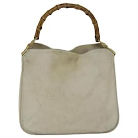 Gucci-GUCCI Bamboo Shoulder Bag Suede Cream 001 2113 1638 auth 66800-Cream