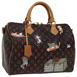 Louis Vuitton-LOUIS VUITTON Catgram Speedy Bandouliere 30 Hand Bag Brown M44401 LV Auth 66796A-Brown,Red